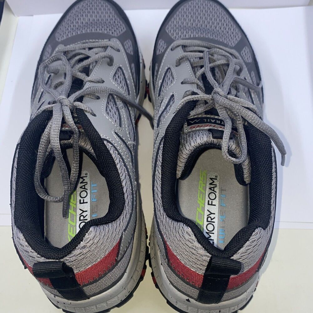 Skechers Hillcrest 237265W Mens Gray/red Wide Fit Lace Up Hiking Shoes Size 8.5 - Picture 3 of 13